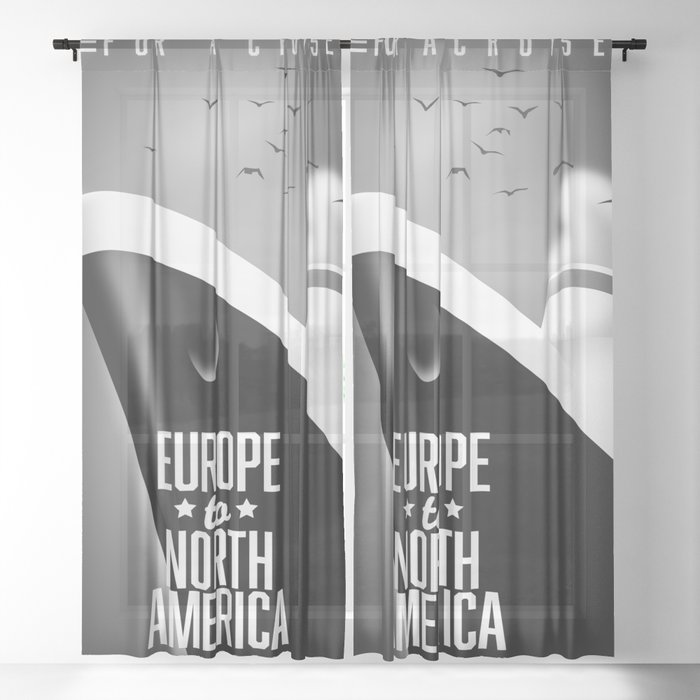 Europe to North America Cruise liner commercial Black & White. Sheer Curtain