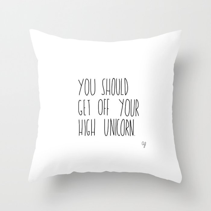 High Unicorn Throw Pillow