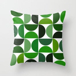 Mid century modern geometric Green  Throw Pillow