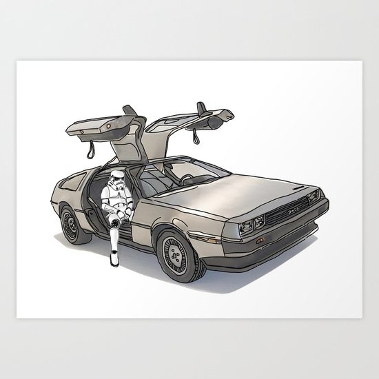Stormtroooper in a DeLorean - star wars Art Print