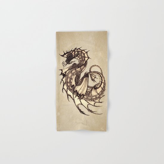 "Tsunami" by Amber Marine ~ Sea Dragon ~ Graphite & Charcoal Illustration, (c) 2005 Hand & Bath Towel