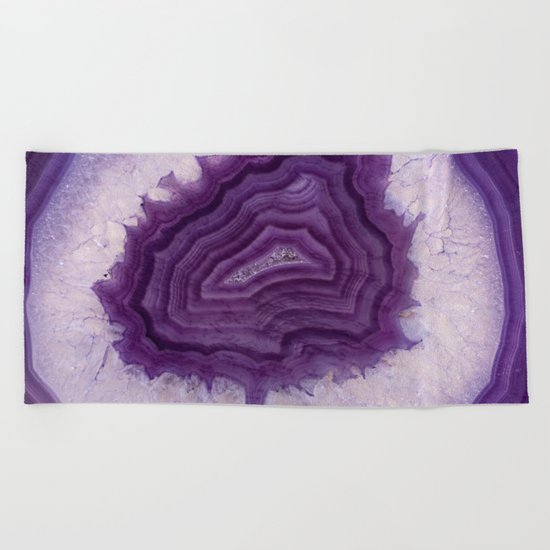 Purple Agate and crystals Beach Towel