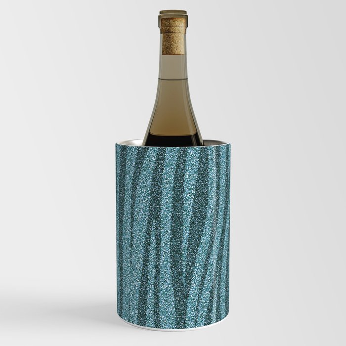 Zebra Stripes Blue Glitter Decorative Wine Chiller