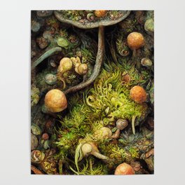 Forest Floor - Mushrooms, Moss, and Earth Poster