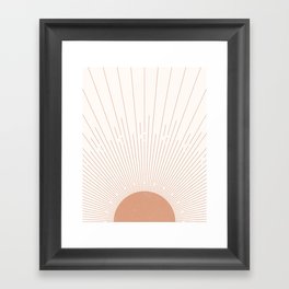 Sunburst Minimal Sun, Terracotta, Mid Century Abstract Art, Boho  Decor Framed Art Print