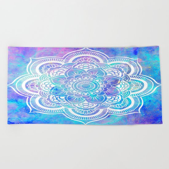 Mandala Pink Lavender Aqua Galaxy Space Beach Towel