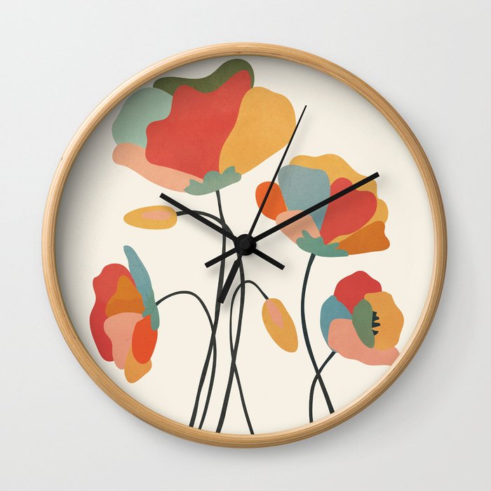 Colorful Flowers Wall Clock