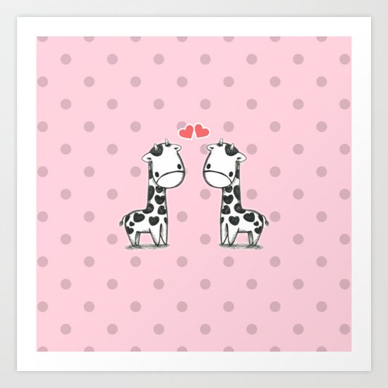 Love Giraffes (Valentine's Day Gifts / Valentine Day Gift) Art Print