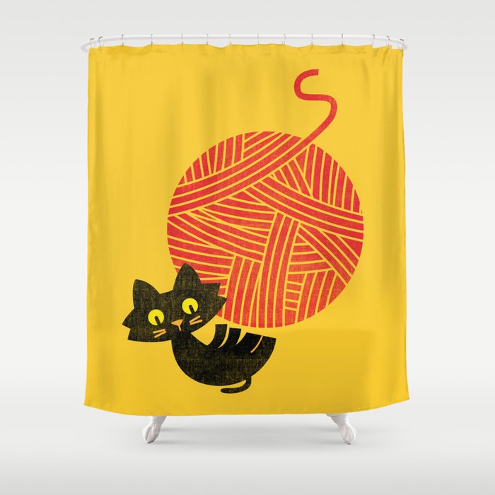 Fitz - Happiness (cat and yarn) Shower Curtain