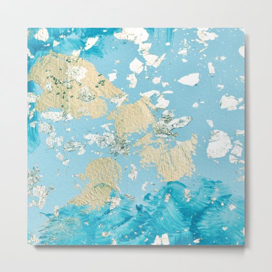 Gold Abstract Modern Painting Metal Print