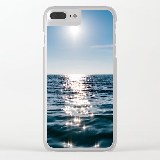 Sea Blue Sky sun Clear iPhone Case