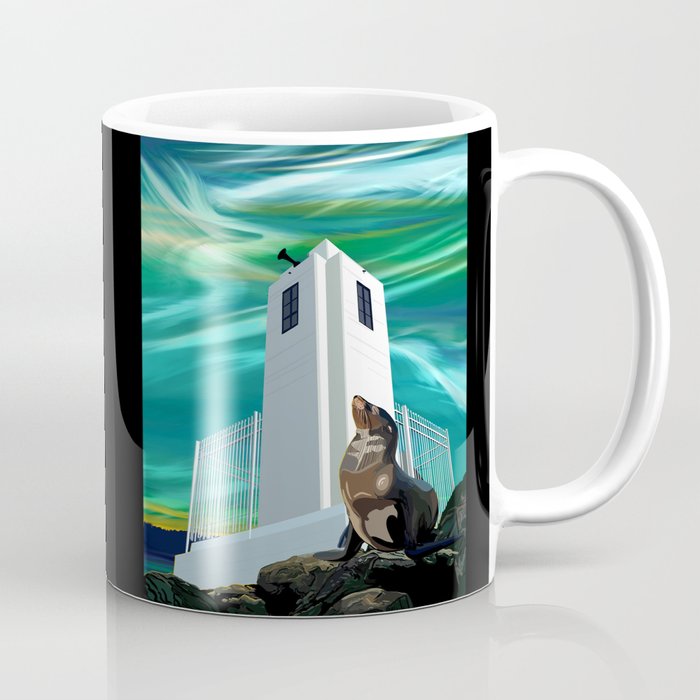 Lighthouse, Seal and Northern Lights Coffee Mug