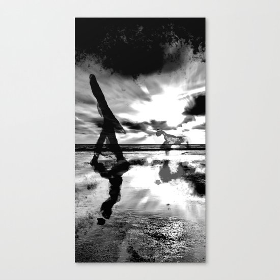 A walk with the dog - black version Canvas Print