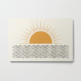 Sunrise Ocean -  Mid Century Modern Style Metal Print