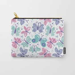 pink, teal and blue butterflies Carry-All Pouch