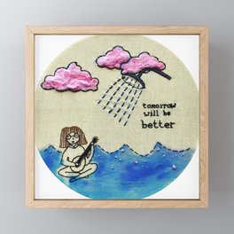 Shower Float Embroidery Framed Mini Art Print