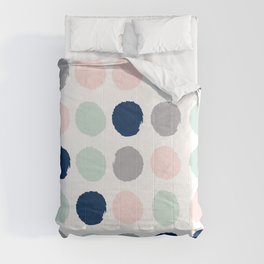 Trendy color palette minimal painted dots polka dot minimalist pink mint grey navy Comforter