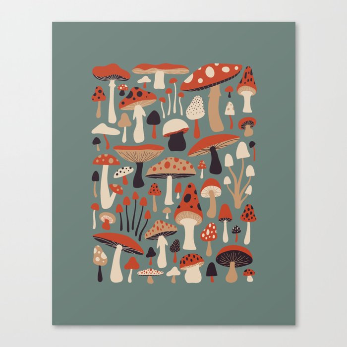 Retro Mushrooms III Canvas Print