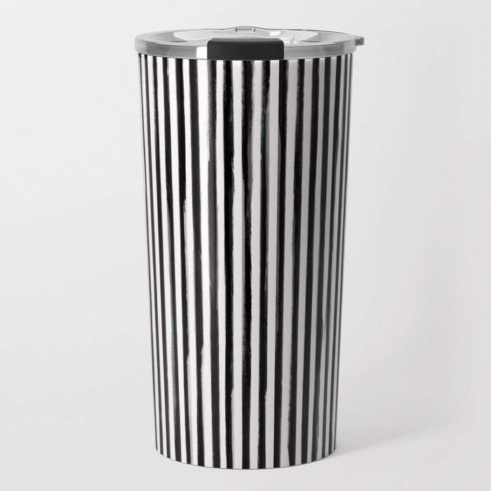 form blocs | skinny stroke vertical narrow | black on off white  Travel Mug