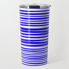 Natural Stripes Modern Minimalist Pattern in Electric Blue Travel Mug