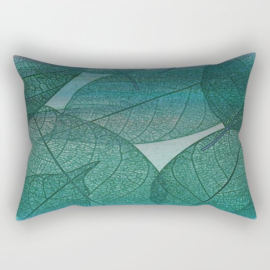 Painterly Green And Blue Leaf Abstract Rectangular Pillow