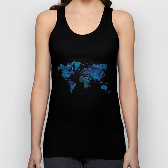 World Map in Blue and Green Unisex Tank Top