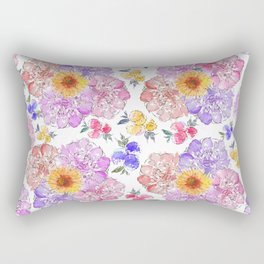 Flower Arrangement in Watercolor and Ink 3 Rectangular Pillow