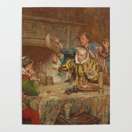 Merry Dinner Party with Court Jester -  Edgar Bundy 1890 Poster