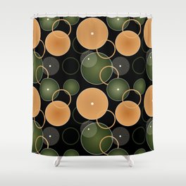 Orange shapes and golden wavy lines! Shower Curtain