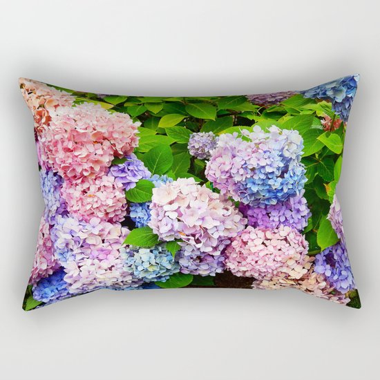 Rainbow of Flowers Rectangular Pillow