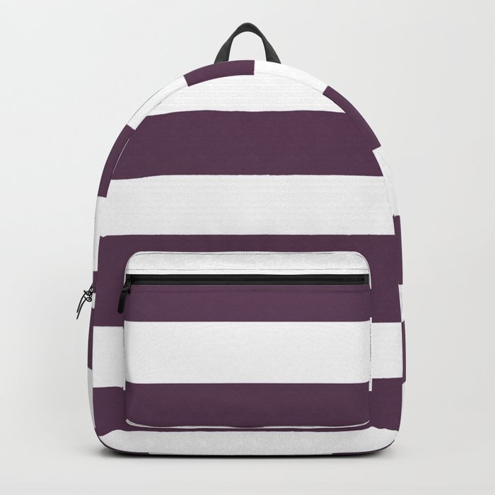 Dark byzantium - solid color - white stripes pattern Backpack