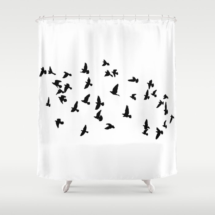 Flock of flying birds Shower Curtain