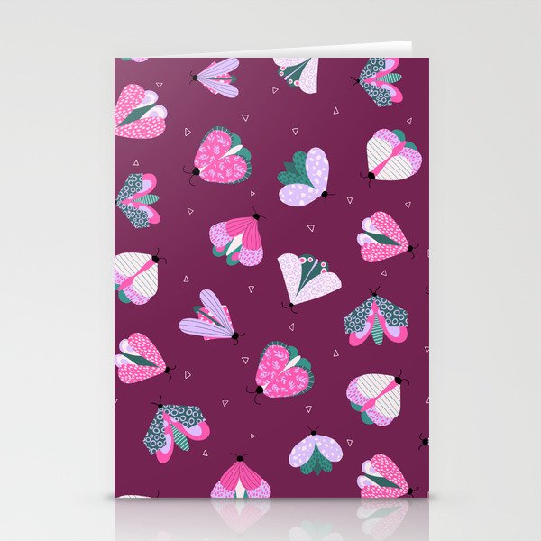 Moths - Nocturnal Wildlife Purple Stationery Cards