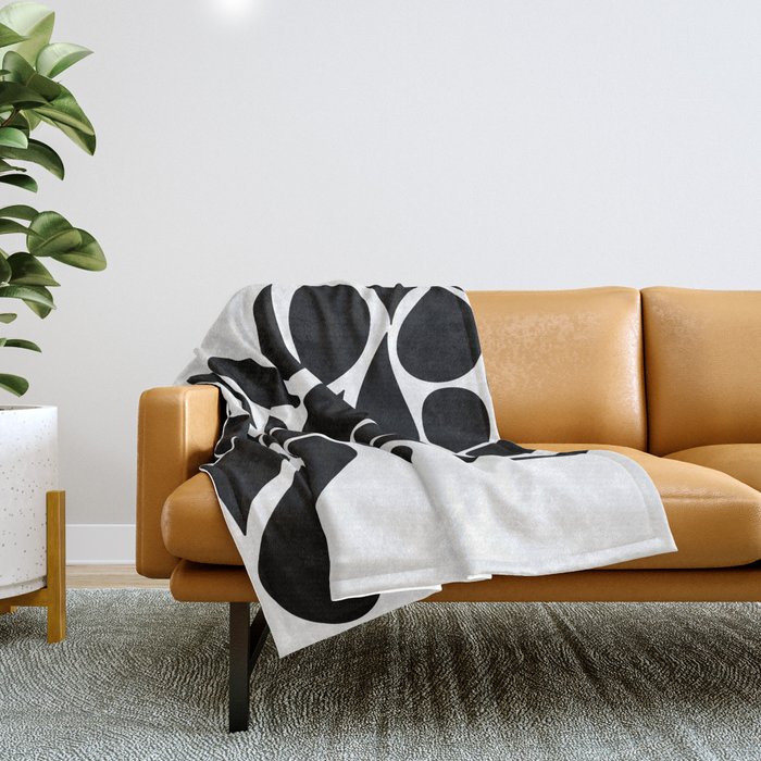 Small Abstract Black & White Foliage Pattern - Mix and Match with Simplicity of Life Throw Blanket