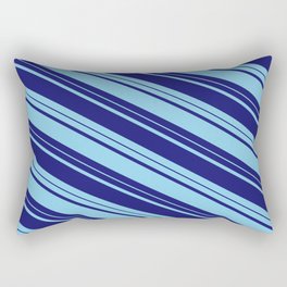 [ Thumbnail: Midnight Blue and Sky Blue Colored Lines Pattern Rectangular Pillow ]