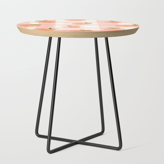 Peach Gingham Side Table