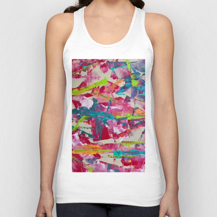 Confetti: A colorful abstract design in neon pink, neon green, and neon blue Tank Top