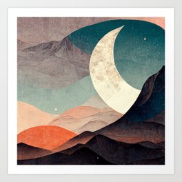 Mountain Over Desert Mountains Abstract Art Print