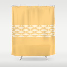 Fish Stripe 6 Minimalist Mid Century Modern Fish Pattern in Yellow Buttercream Shower Curtain