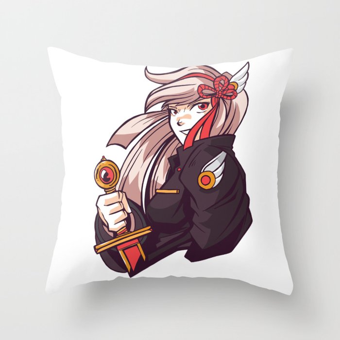 Anime Girl Sword Throw Pillow