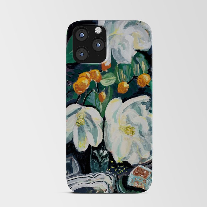 Magnolia and Persimmon Floral Still Life iPhone Card Case