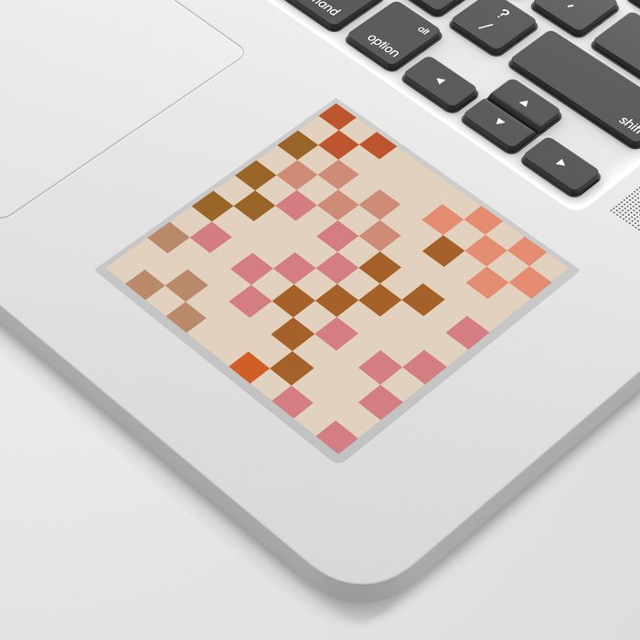 Boho Pink and Orange Checkerboard Sticker