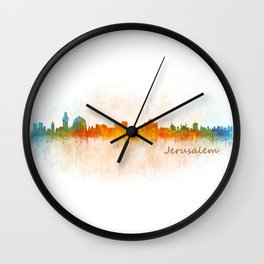 Jerusalem City Skyline Hq v3 Wall Clock