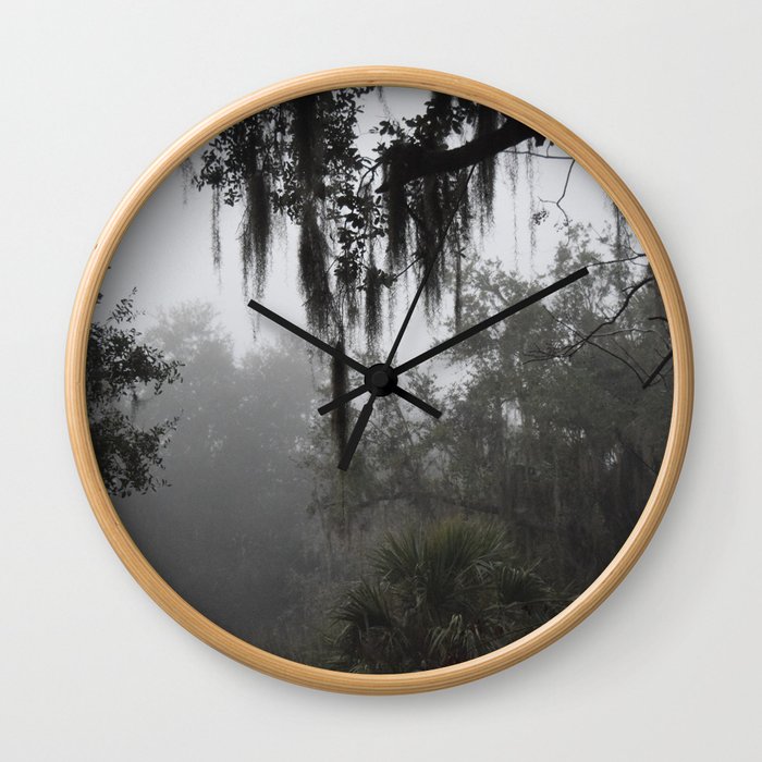 Fog in the trees Wall Clock
