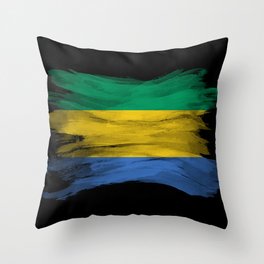 Gabon flag brush stroke, national flag Throw Pillow