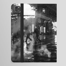 New York City Manhattan street at night black and white iPad Folio Case