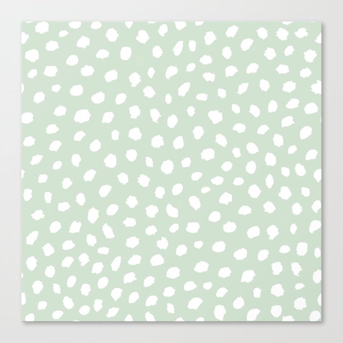 Danish Pastel Green Cute Seamless Polka Dot Digital Paper | Light Green  Canvas Print