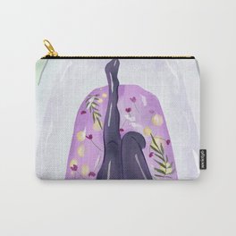 Woman Taking a Bath in Lilac Water with Lemon Slices, Flowers and Palm Leaves Carry-All Pouch