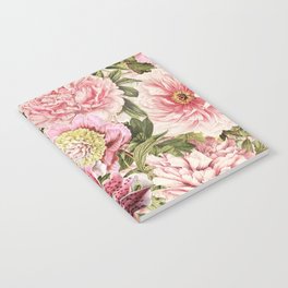 Vintage & Shabby Chic Floral Peony & Lily Flowers Watercolor Pattern Notebook