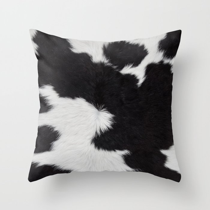 black and white fake cowhide  Throw Pillow